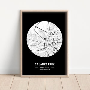 St James Park Map Artwork | Print | Poster | Newcastle United | Newcastle Upon Tyne | NUFC | Geordies | Tyneside | Toon Army