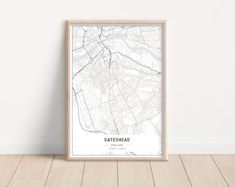 Map of Gateshead Artwork | Print | Poster | Newcastle Upon Tyne | Tyneside | North East England | Geordies | Toon
