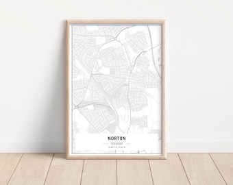 Map of Norton Artwork | Print | Poster | Norton High Street | Norton Village | Teesside | Stockton On Tees | Stockton High Street