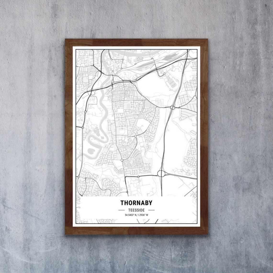 Map of Thornaby Artwork Print Poster Teesside North East Etsy