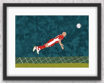 Massimo Maccarone Flying Header Artwork Print Poster Teesside Middlesbrough FC MFC Boro