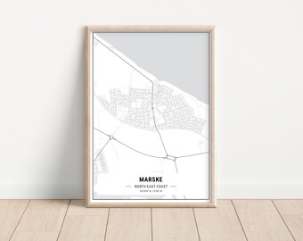 Map of Marske Artwork | Print | Poster | Marke By The Sea | Teesside | North East England | North Yorkshire