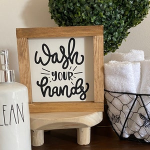 Wash Your Hands | Wooden picture | Image | Shield | Decoration | Bathroom | Farmhouse | country house