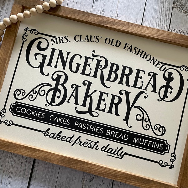 Gingerbread Bakery, Holzbild, Holzschild, Schild, Deko, Weihnachten, Winter, Mrs. Claus, Geschenk, Farmhouse, Landhaus