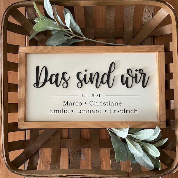 Das sind wir 3D Bild, Personalisierbar, Holzbild, Schild, Deko, Wohnzimmer, Flur, Familie, Farmhouse, Landhaus