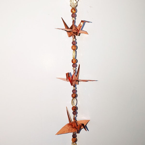 Pure Copper Origami, triple crane ,mobile, indoor, unique origami