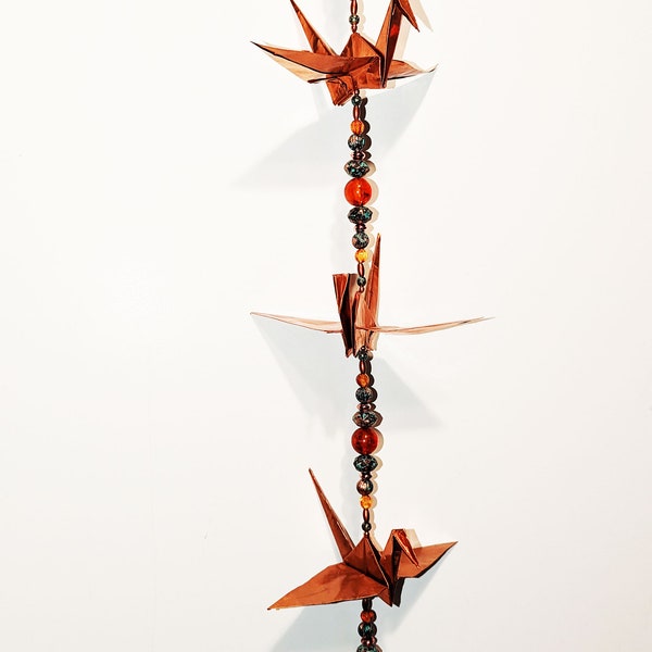 Pure Copper Origami, triple crane ,mobile, indoor, unique origami