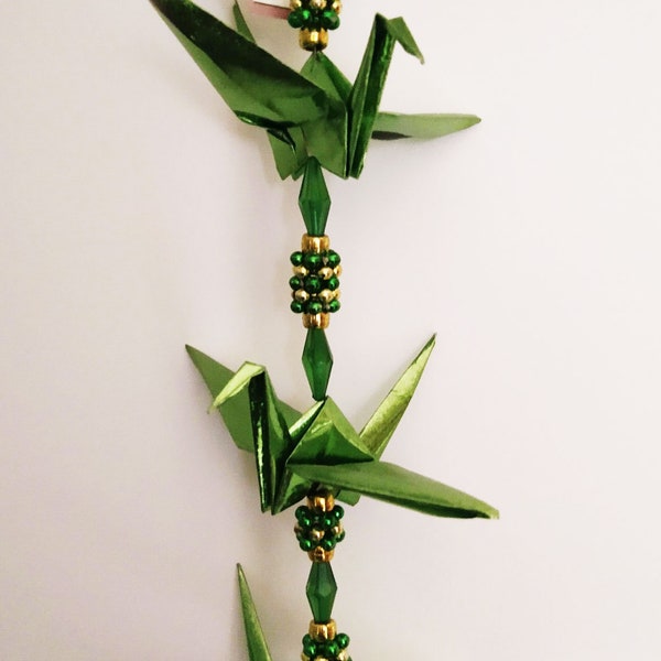 Origami Crane mobile hanging paper green themed indoor