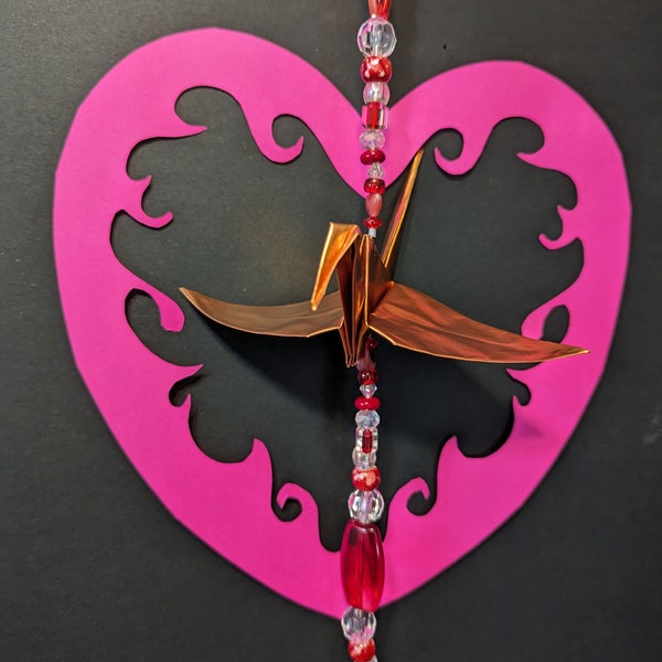 Special for Valentine's Day- Pure Copper Origami, single crane, mobile, indoor, unique origami,