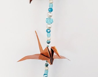 Pure Copper Origami, triple crane ,mobile, indoor, unique origami
