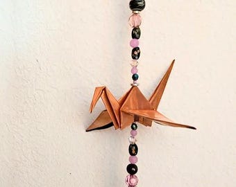 A Pure Copper Origami crane hanging made for indoor decoration. A one-of-a-kind unique handmade piece.