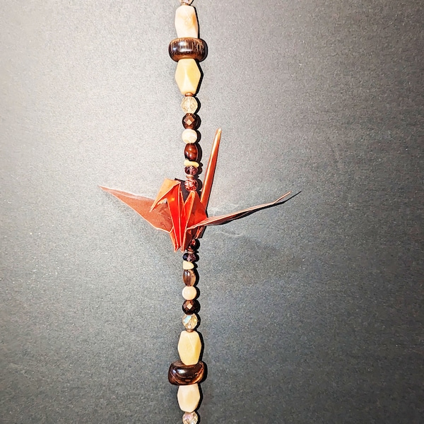 Pure Copper Origami, single crane ,mobile, indoor, unique origami