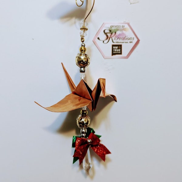 Special for Christmas Pure Copper Origami, single crane, mobile, indoor, unique origami