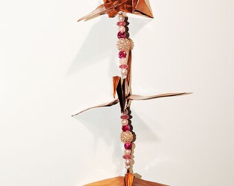 Pure Copper Origami, triple crane ,mobile, indoor, unique origami