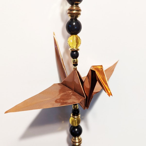 Pure Copper Origami, single crane ,mobile, indoor, unique origami