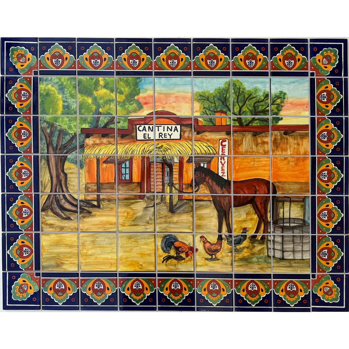 El Rey Hacienda – Hand-painted Talavera Tile Backsplash Mexican Mural ...