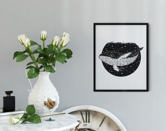 Whale Wall Art: Humpback Whale Print for Stylish Ocean Wall Decor, 5x7, 8x10, 11x14, 16x20, A4, A3