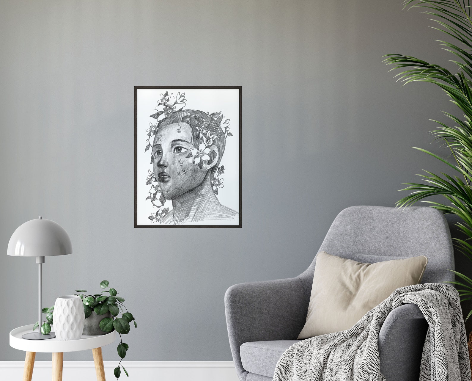 Modern Black and White Fashion Wall Art Pencil Drawing Etsy