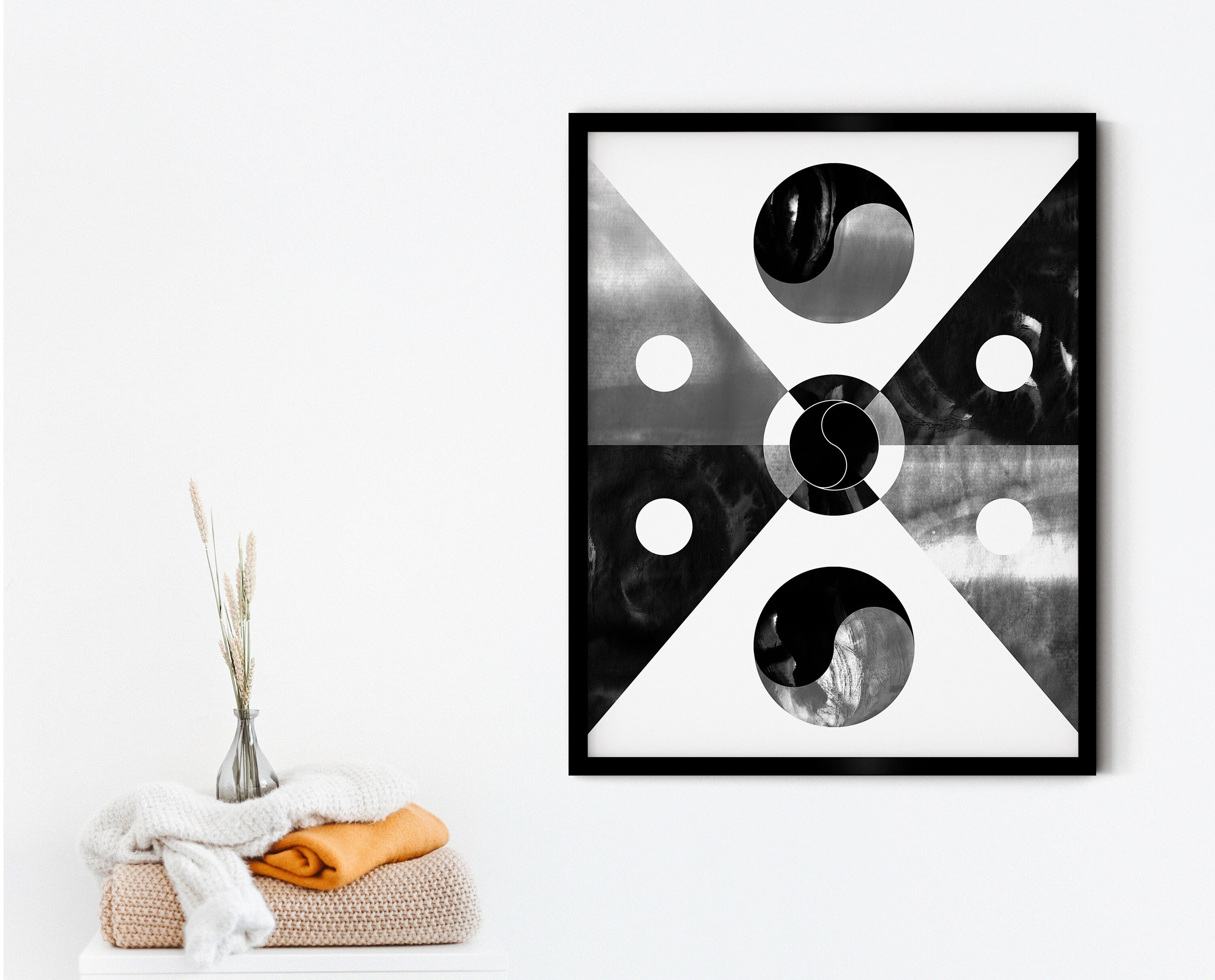 Korean Aesthetic Abstract Wall Art Black and White Art Etsy