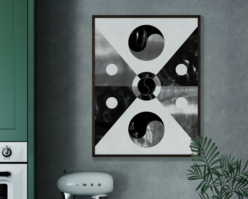 Korean Aesthetic Abstract Wall Art Black and White Art Etsy