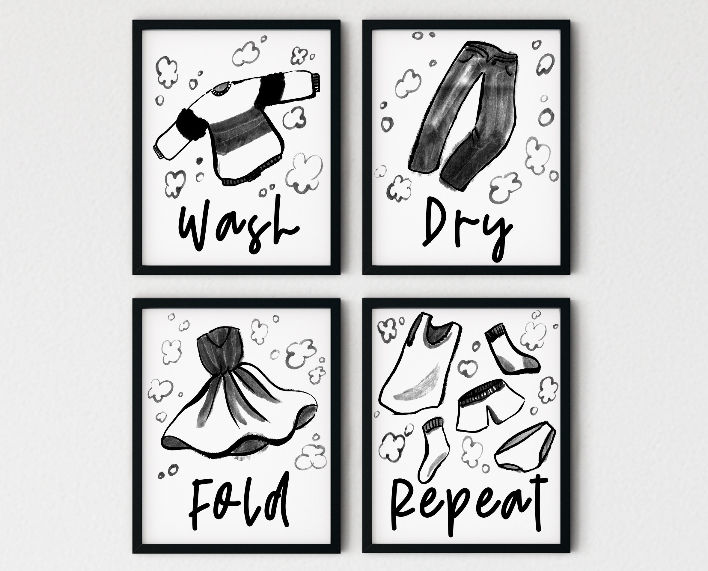 Set von 4 Waschküche Dekor Waschküche Zeichen waschen | Etsy