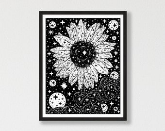 Póster de girasol: Arte de pared floral vibrante para una decoración elegante del hogar, 5x7, 8x10, 11x14, 16x20, A4, A3