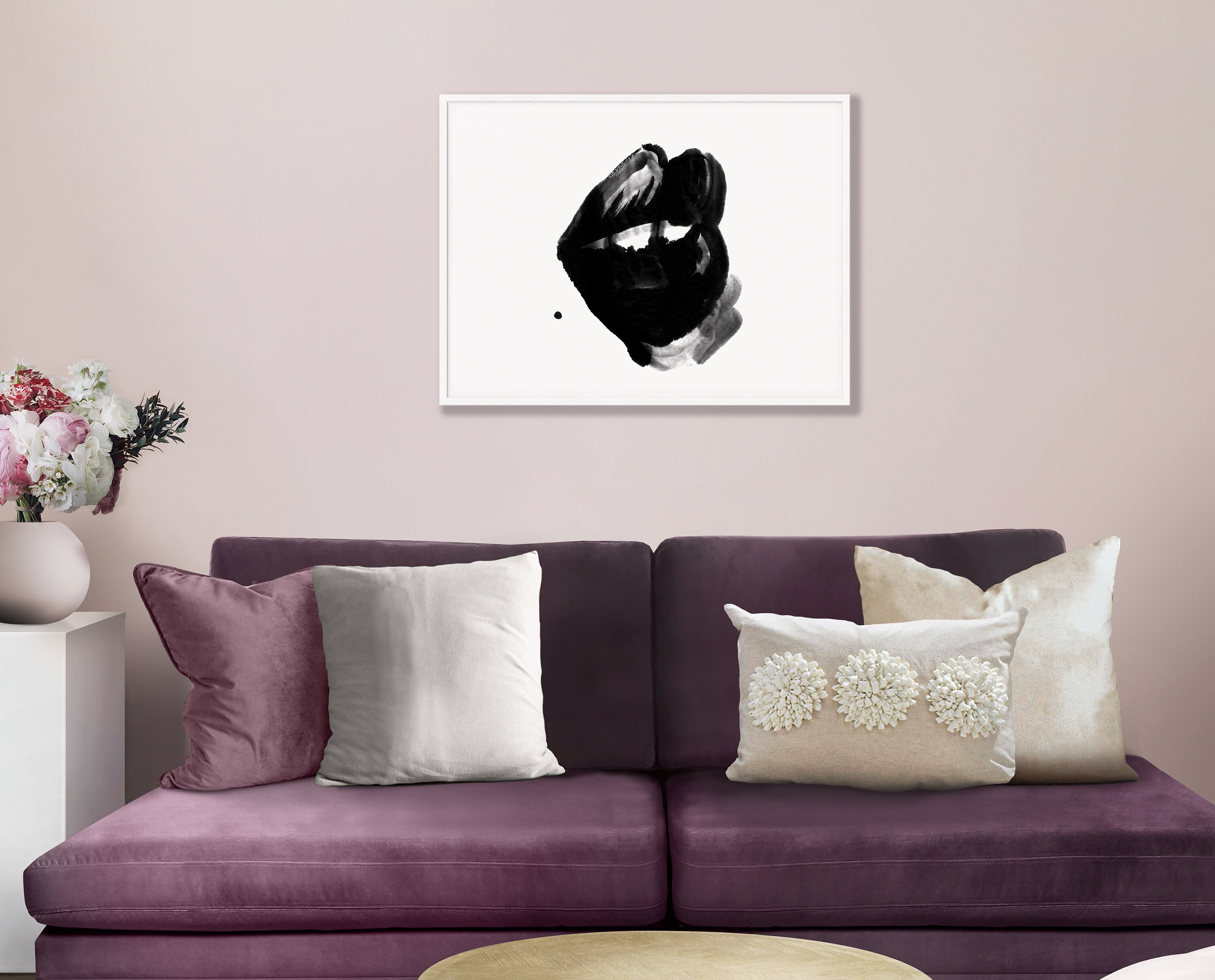 Black and white lips wall art Lips print Beauty room decor Etsy
