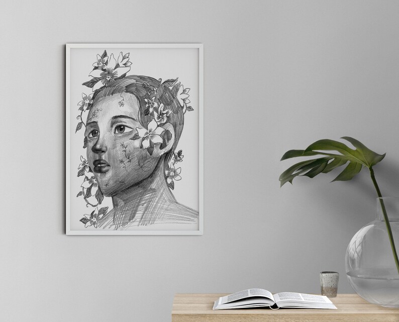 Modern Black and White Fashion Wall Art Pencil Drawing Etsy