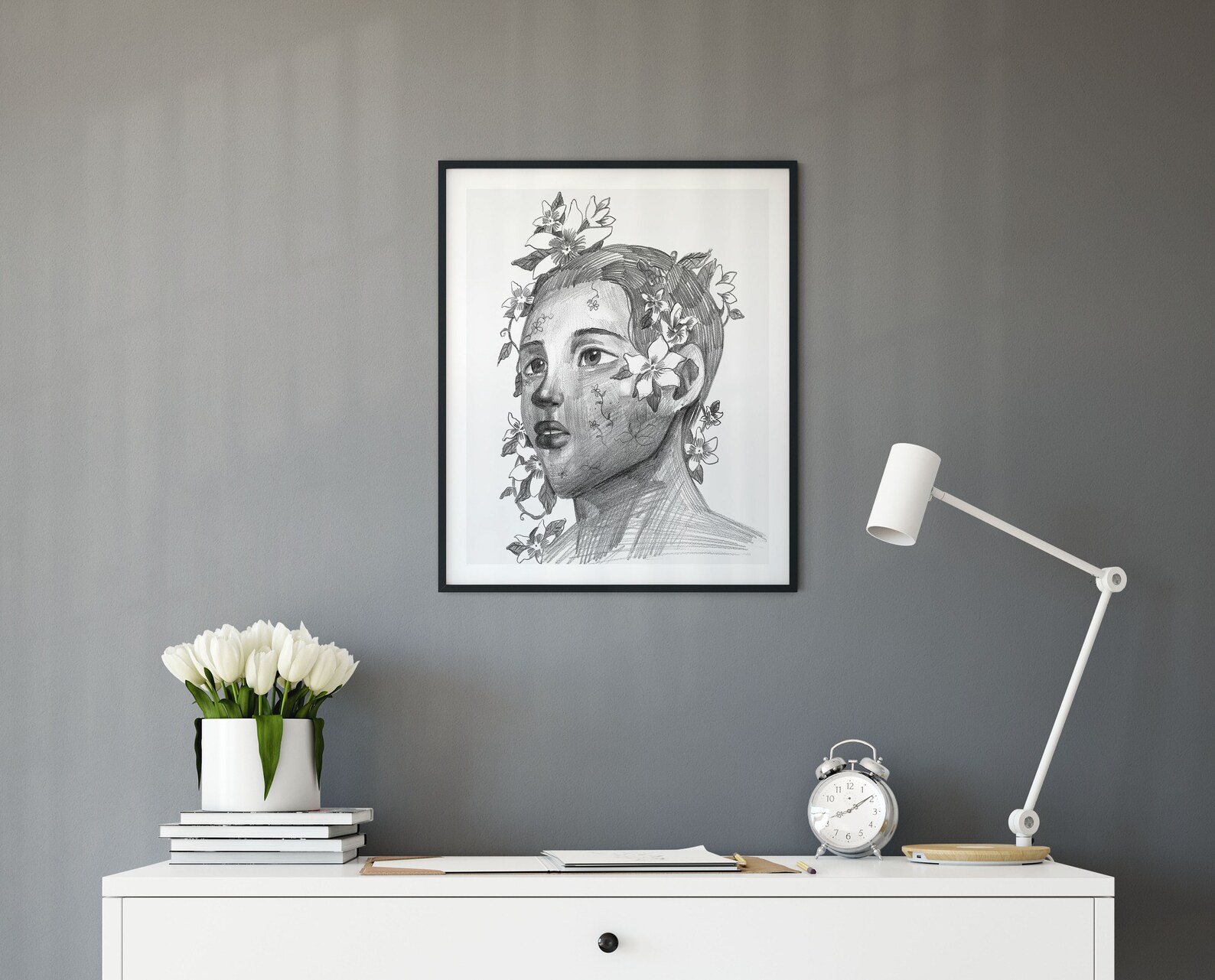 Modern Black and White Fashion Wall Art Pencil Drawing Etsy
