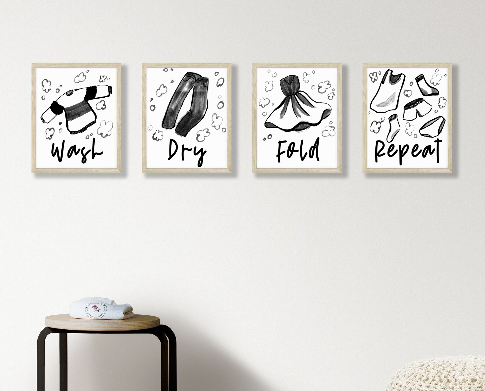 Set von 4 Waschküche Dekor Waschküche Zeichen waschen | Etsy