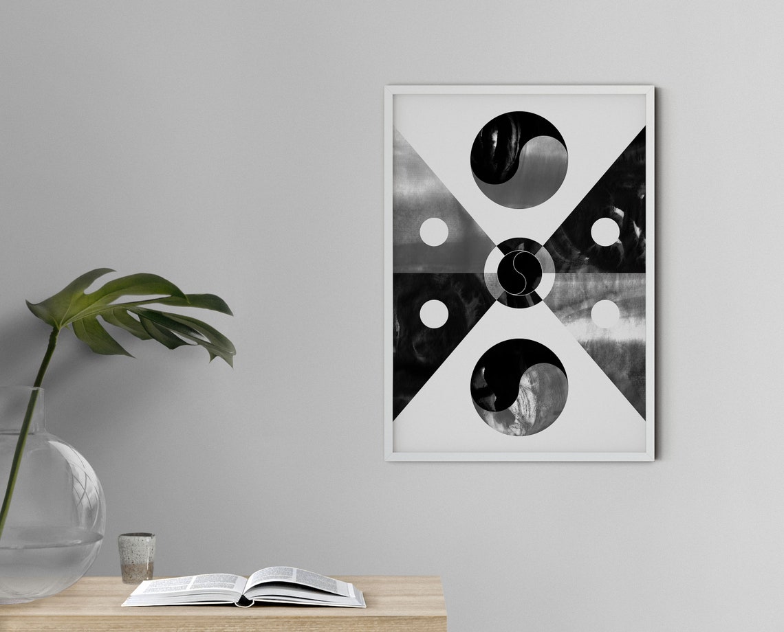 Korean Aesthetic Abstract Wall Art Black and White Art Etsy