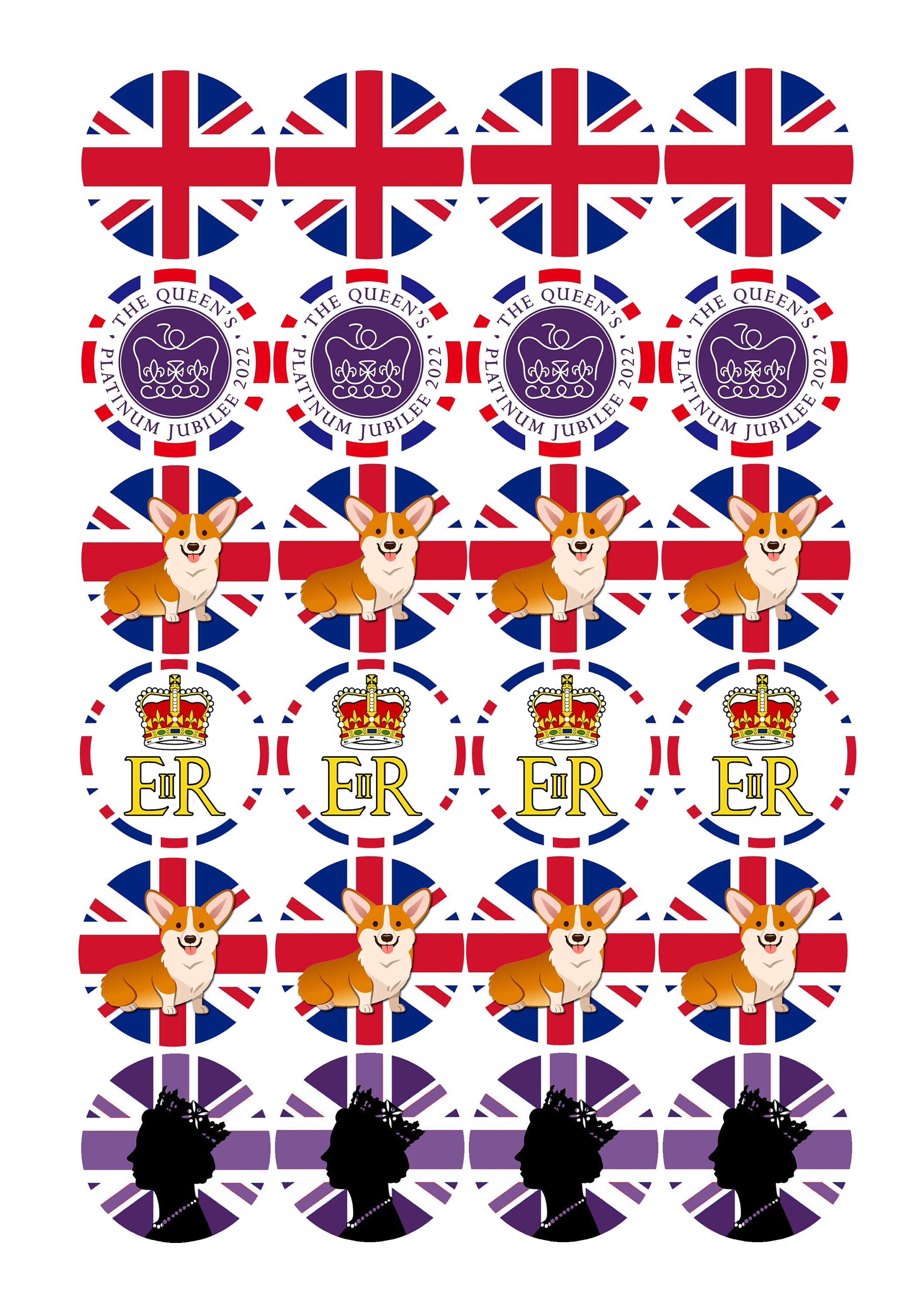 Queens Jubilee PRINTABLE Cupcake Toppers Stickers instant Etsy