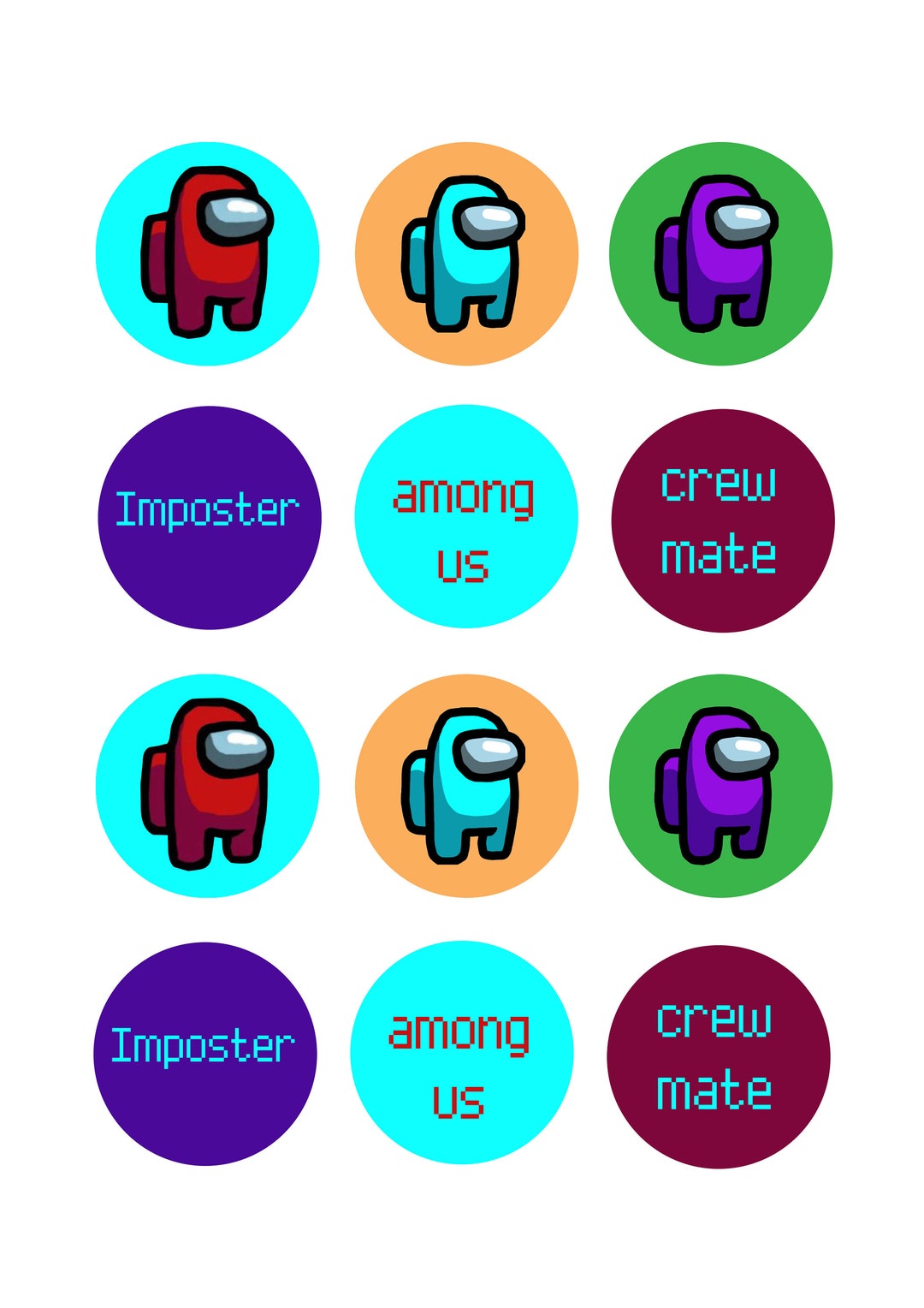 Among Us Edible Cupcake Toppers Party Cake Edible Topper Etsy UK