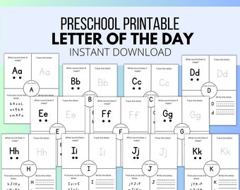 Letter of the Day Worksheets for Preschool, Homeschool Alphabet Printable, Kindergarten Letter Recognition Activity, Pre-K Alphabet Learning