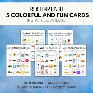 Road Trip Bingo, Carte Bingo stampabili, Caccia al tesoro per bambini, Attività di viaggio su strada per bambini, Gioco di auto da viaggio, Carta Bingo da viaggio, Vacanze
