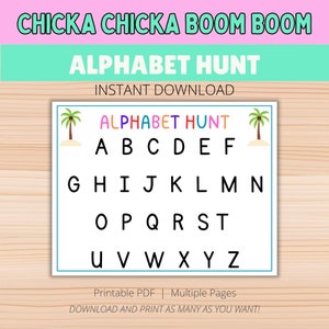Chicka Chicka Boom Boom Juego de búsqueda del alfabeto, Búsqueda del alfabeto imprimible, Reconocimiento de letras, Actividades preescolares, Actividades de jardín de infantes