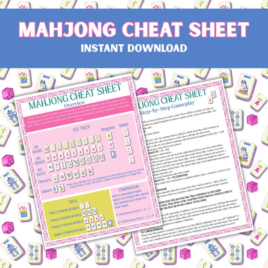 Mahjong Guide American Mahjong Guide Printable |mahjong Cheat Sheet |mahjong Quick ...