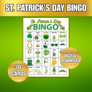 St. Patrick's Day Bingo, 30 St. Patrick's Day Bingo Cards, St. Patrick's Day Activity, March Activity, St. Patrick's Day Printable Activity