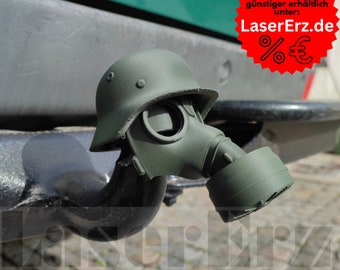 AHK Stahlhelm mit Gasmaske Grün (Anhänger-Kupplung Abdeckung) 3D-Druck