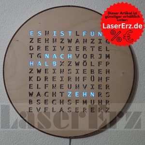 Word clock &quot;smart&quot; multi-colored LEDs with WiFi / Wordclock (light wood)