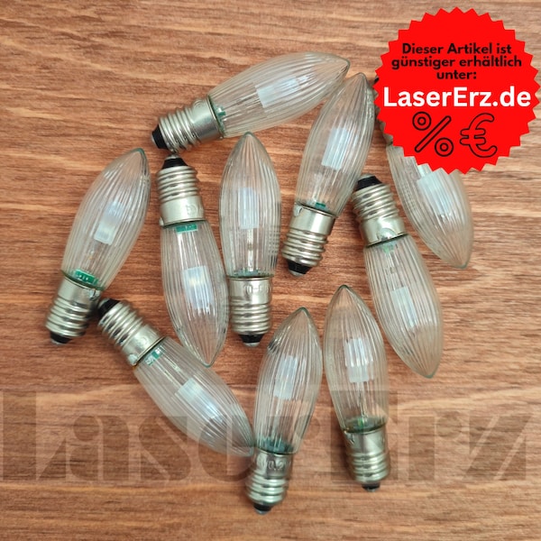E10 Led Lampen für Schwibbögen und Weihnachtsdekoration (Spitzkertze Glühbirne)