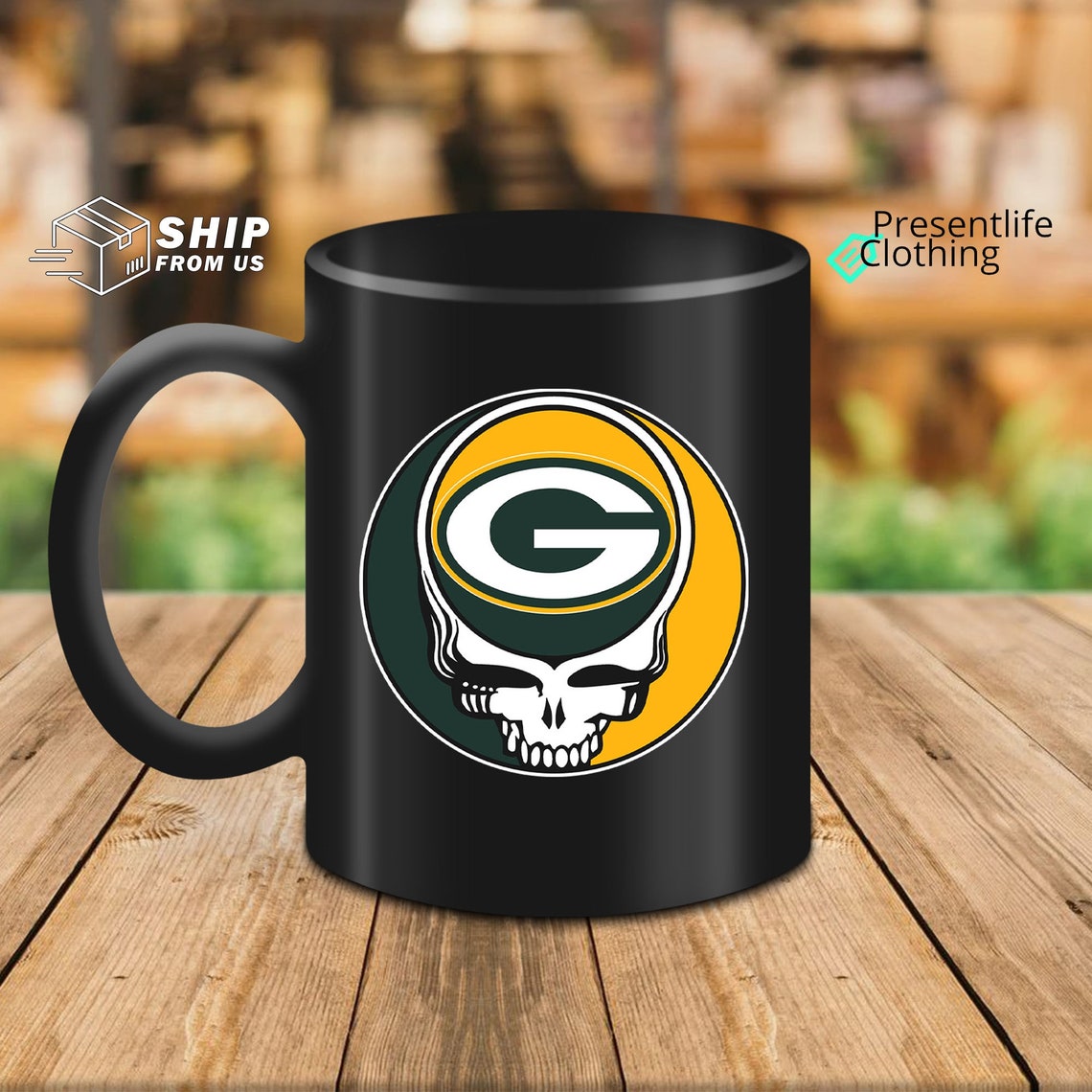 Green Bay American Football Team Mug Skull Funny Mug