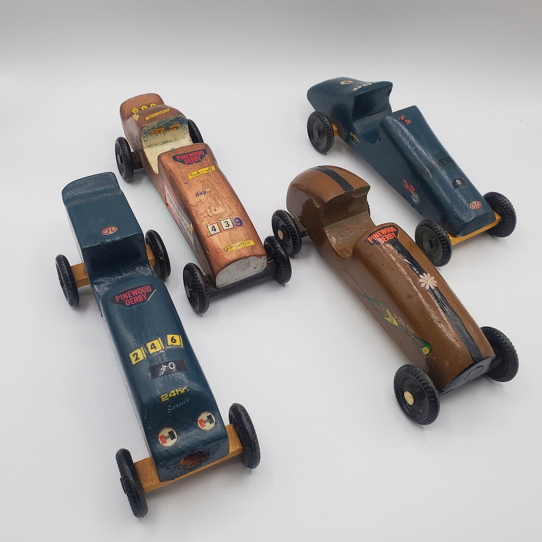 Vintage Set of 4 Pinewood Derbies Race Car Custom Hand Made Etsy