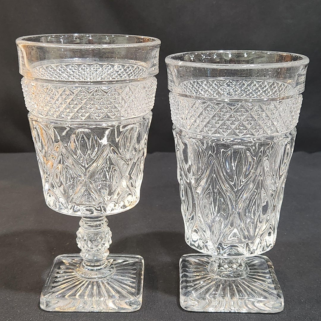 Vintage Imperial Glasses Cape Cod Clear Iced Tea Goblets Square Base 4 ...