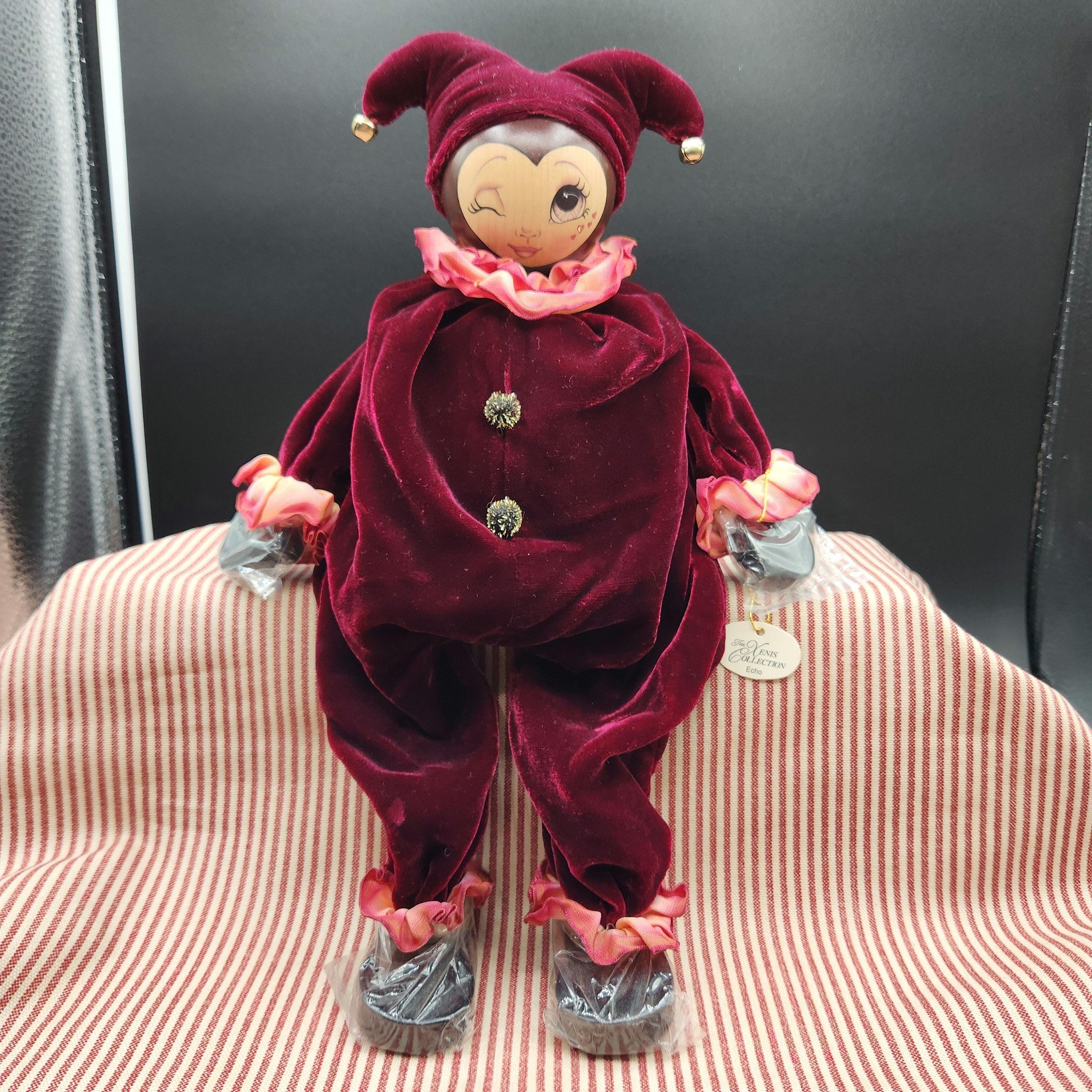 Vintage Xenis Collection Musical Court Jester Doll Echo Music Box