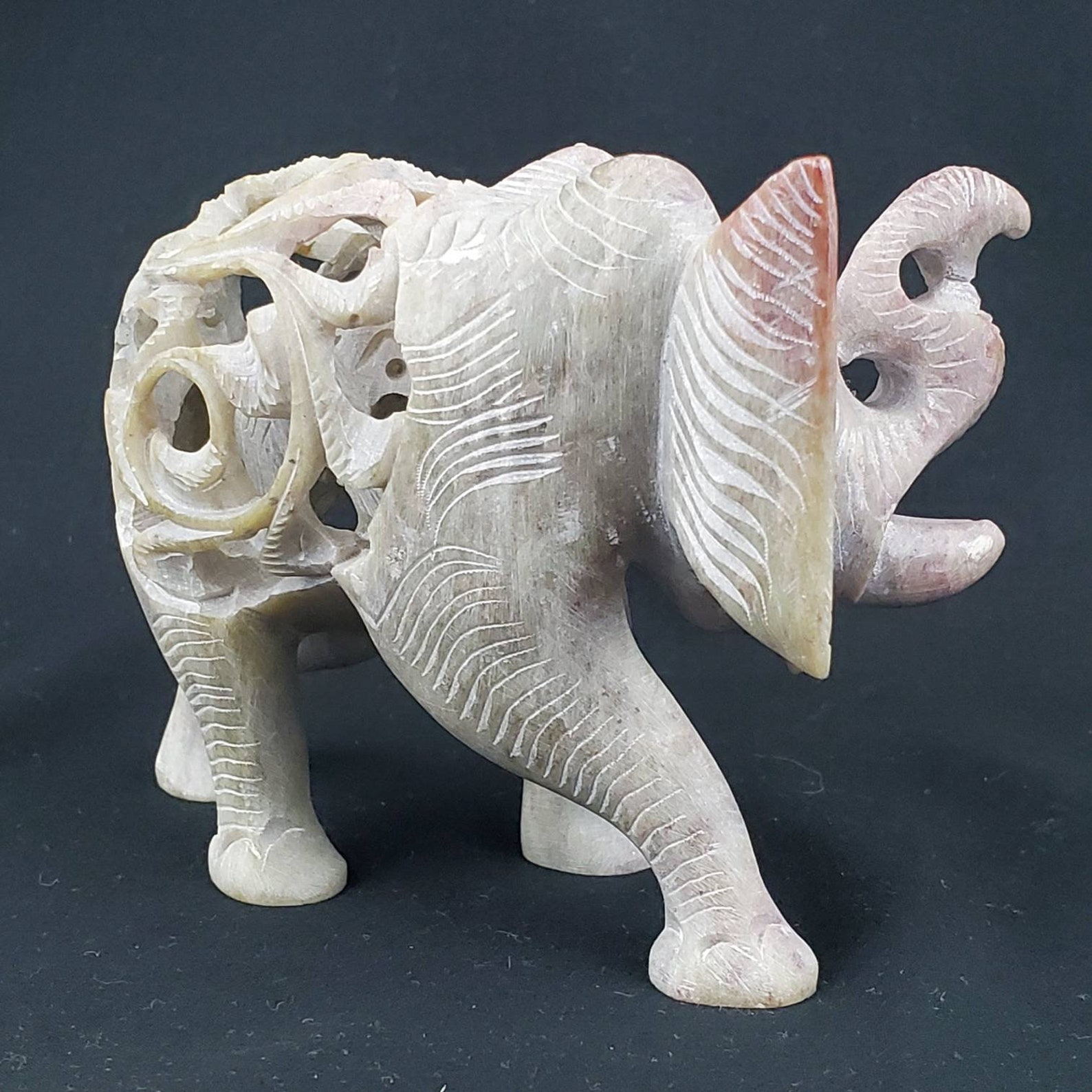 Vintage SOAP STONE Elephant Carved Statue Figurine Handmade Etsy New