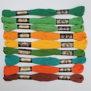 Vintage Mouline Special 25 DMC Cotton Six Strand Embroidery Floss Brown Aqua Orange Green Several Colors Crafts 8M Made in France