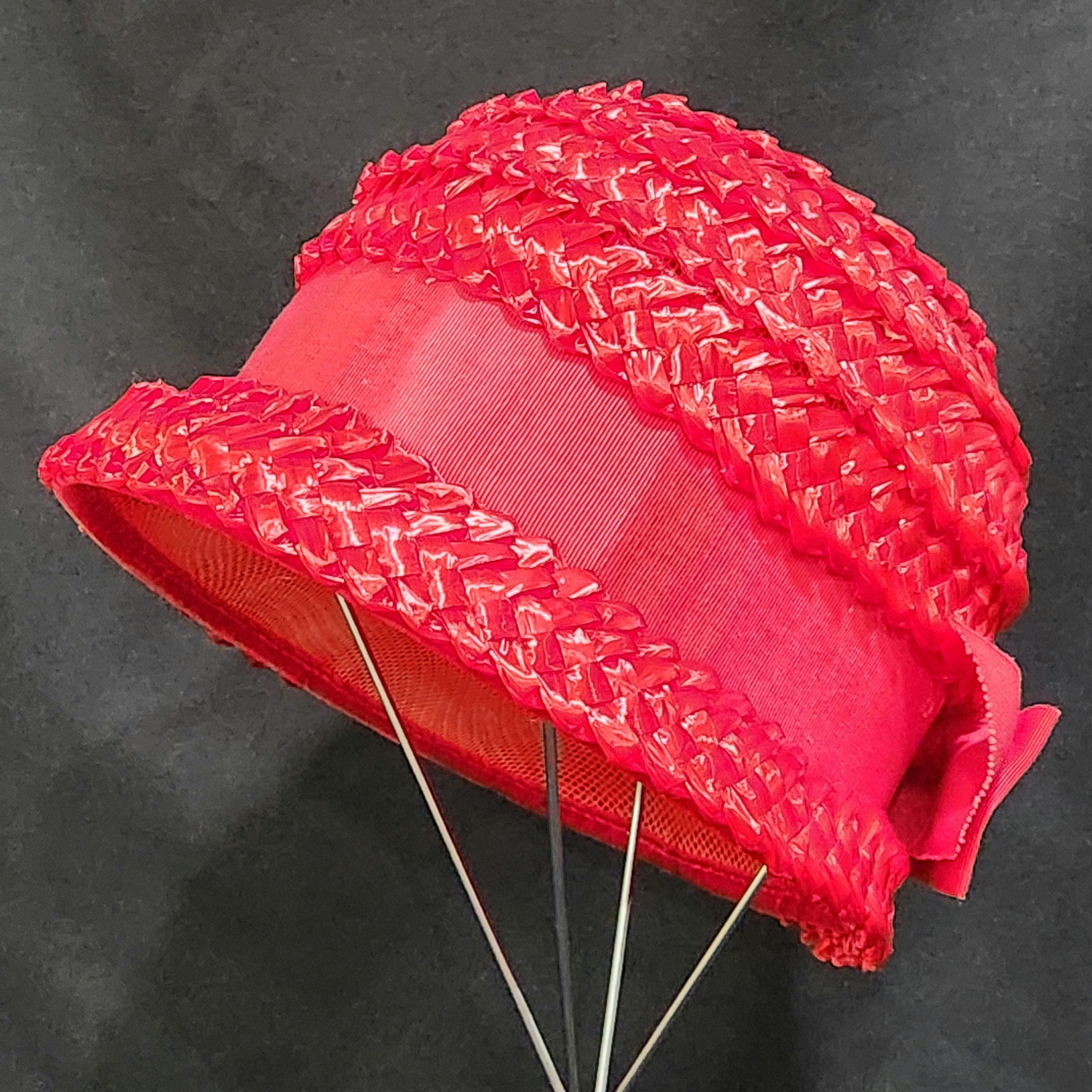 Lot of 3 Vintage Red Bird & Union Made Women\'s Straw Hats Cloche Beret Lace Red Straw Vintage Hats for Women for sale | eBay main image 3