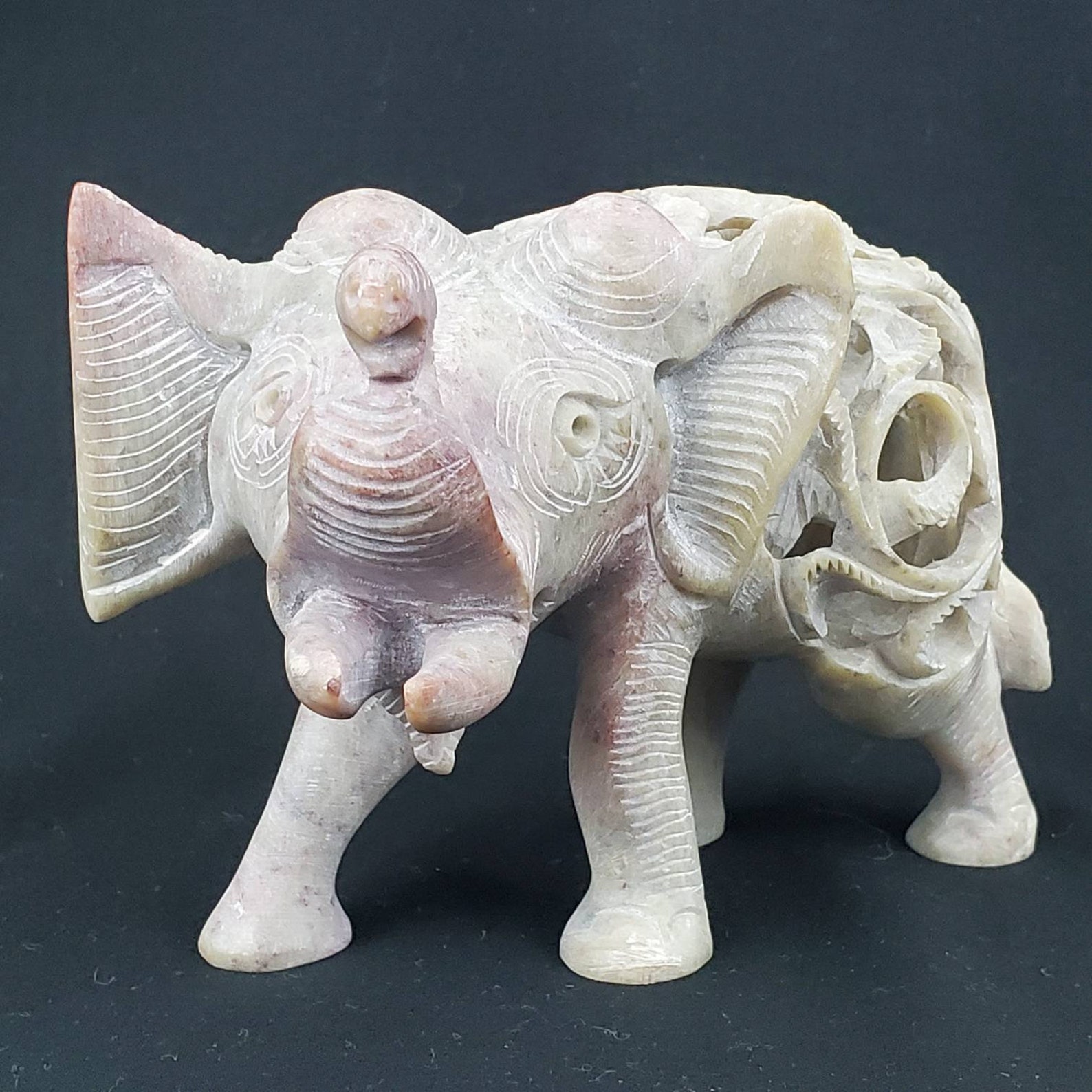 Vintage SOAP STONE Elephant Carved Statue Figurine Handmade Etsy New