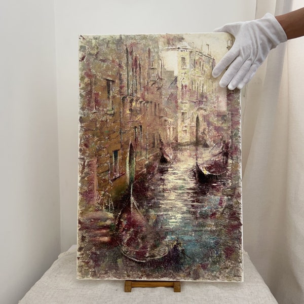 Venice Painting Italy Original Italian landscape Moody painting Oil Eclectic wall art Pink Best selling item Room decor Aesthetic Venice